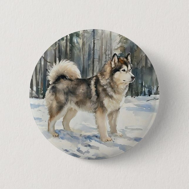 Alaskan Malamute 2 Inch Round Button (Front)