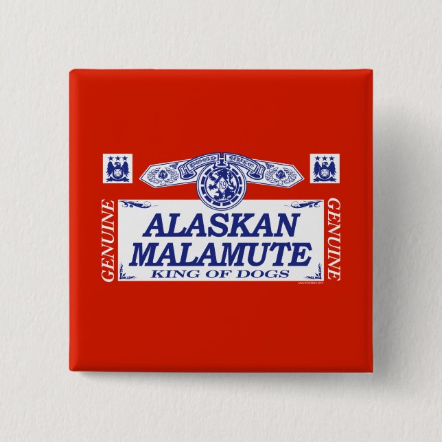 Alaskan Malamute 2 Inch Square Button (Front)