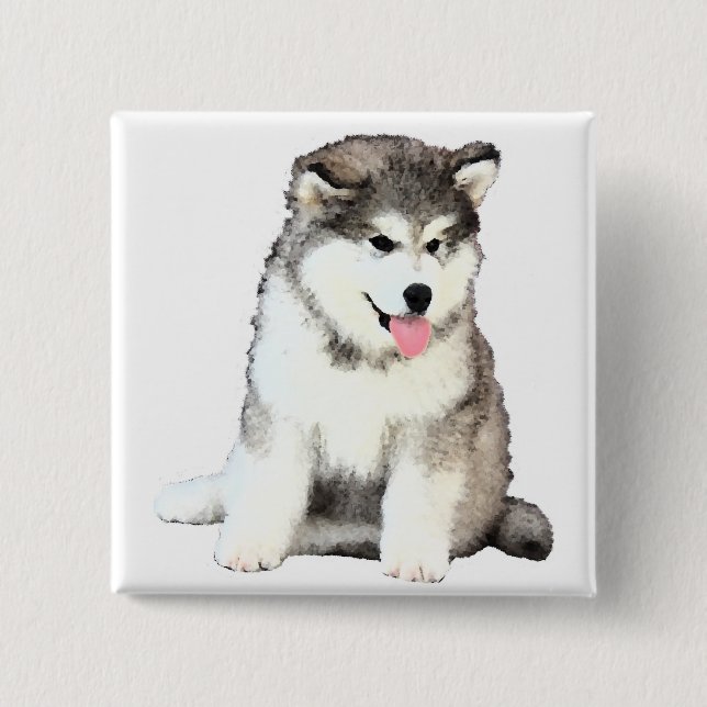 Alaskan Malamute 2 Inch Square Button (Front)