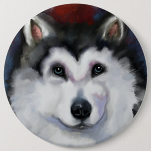 ALASKAN MALAMUTE 6 INCH ROUND BUTTON