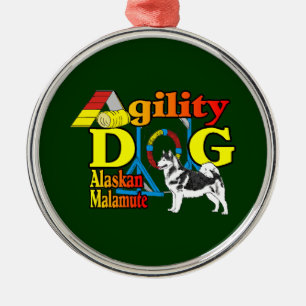 Alaskan Malamute Agility Metal Ornament
