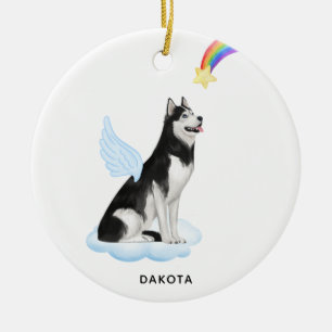 Alaskan Malamute Angel Personalized Dog Memorial Ceramic Ornament