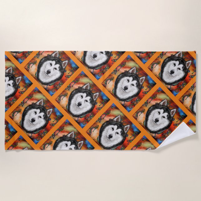 ALASKAN MALAMUTE BEACH TOWEL (Front)