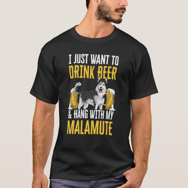 Alaskan Malamute Beer T-Shirt (Front)