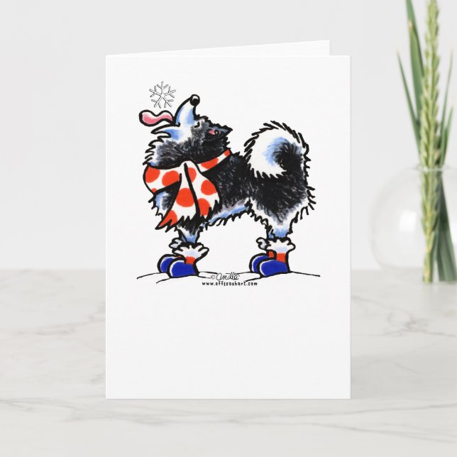 Alaskan Malamute Catch a Snowflake Holiday Card (Front)