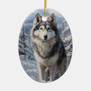Alaskan Malamute Ceramic Ornament