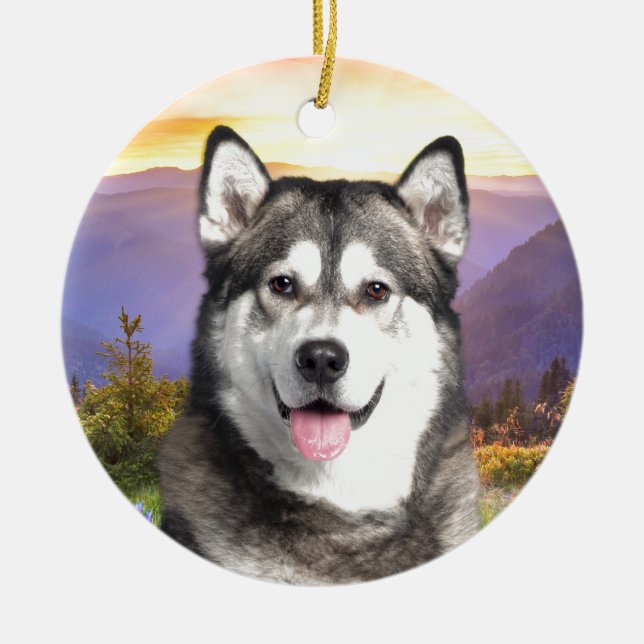 Alaskan Malamute Ceramic Ornament (Front)