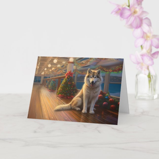 Alaskan Malamute Christmas Cruise: Pawsome Holiday Card (Orchid)