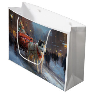 Alaskan Malamute Christmas Festive Season Large Gift Bag
