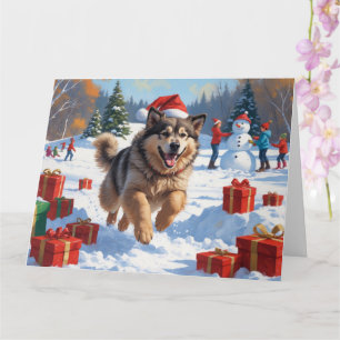 Alaskan Malamute Christmas Festive Snow Scene Card