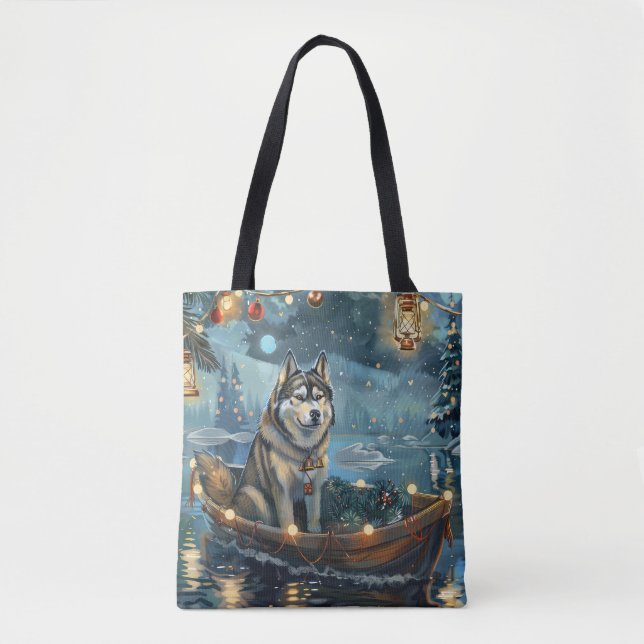 Alaskan Malamute Christmas Festive Voyage Tote Bag (Front)