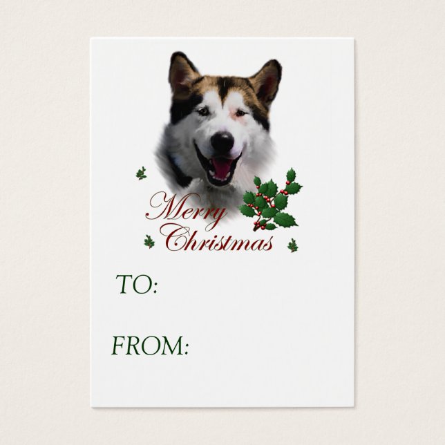 Alaskan Malamute Christmas Gift Name Tags (Front)