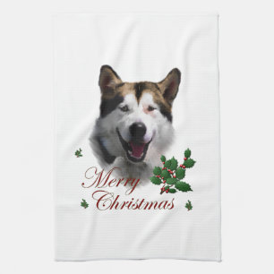 Alaskan Malamute Christmas Kitchen Towel