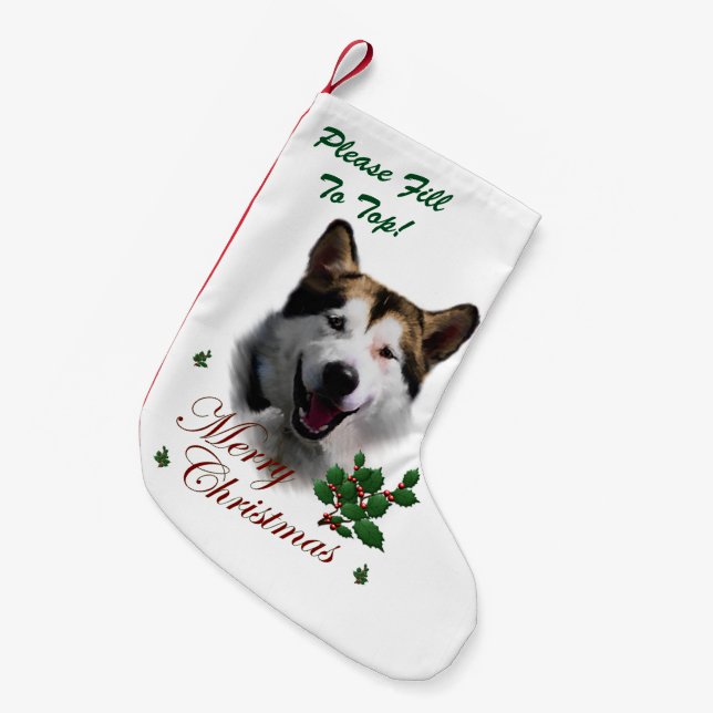 Alaskan Malamute Christmas Small Christmas Stocking (Front (Hanging))