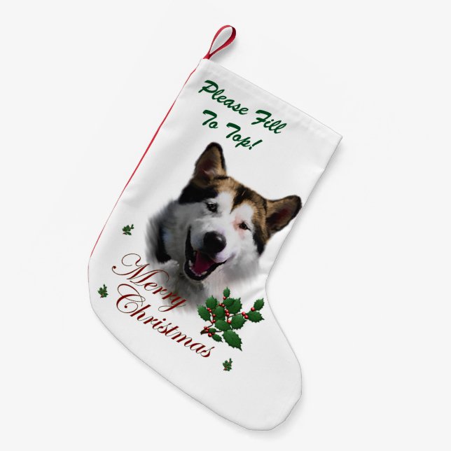Alaskan Malamute Christmas Small Christmas Stocking (Front (Hanging))
