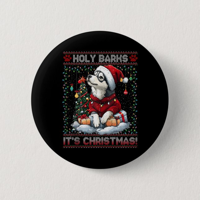 Alaskan Malamute Christmas Tree Decorations Dog Lo 2 Inch Round Button (Front)