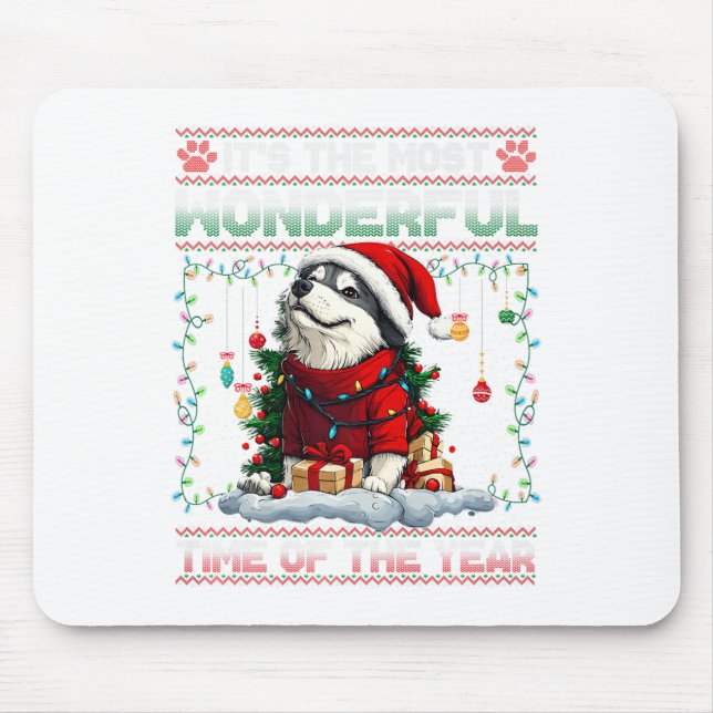 Alaskan Malamute Christmas Tree Decorations Dog Lo Mouse Pad (Front)