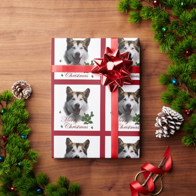 Alaskan Malamute Christmas Wrapping Paper (Holiday Gift)