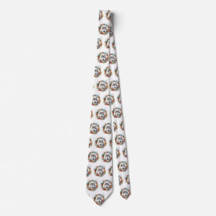Alaskan Malamute Christmas Wreath Festive Pup  Tie