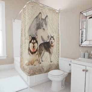 Alaskan Malamute Collage on Word Pattern
