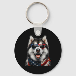 Alaskan Malamute Dog 4th Of July American Incepend Keychain
