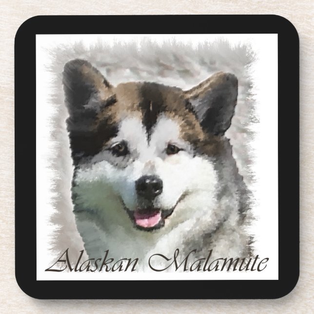 Alaskan Malamute Dog Art Coaster (Front)