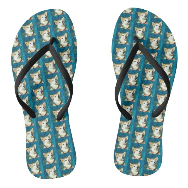 Alaskan Malamute Dog Art Flip Flops (Footbed)
