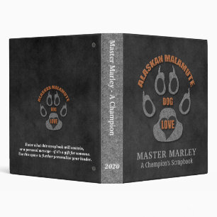 Alaskan Malamute Dog Breed Personalized Scrapbook Binder