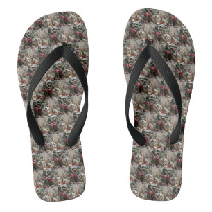 Alaskan Malamute Dog Christmas Festive Flip Flops