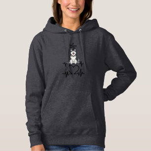 Alaskan Malamute Dog Heartbeat Line Heart Paws Hoodie