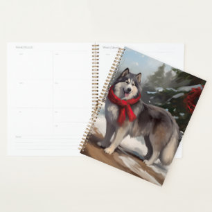 Alaskan Malamute Dog in Snow Christmas Planner
