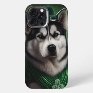 Alaskan Malamute dog in St. Patrick's Day Dress iPhone 13 Pro Max Case
