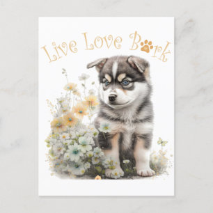 Alaskan Malamute Dog Mom Floral Postcard