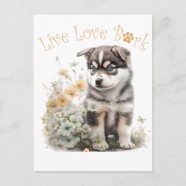 Alaskan Malamute Dog Mom Floral Postcard (Front)