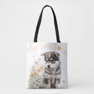 Alaskan Malamute Dog Mom Floral Tote Bag