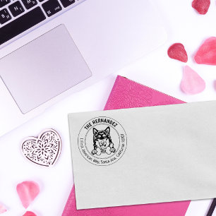 Alaskan Malamute Dog Return Address  Rubber Stamp
