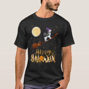   Alaskan Malamute Dog Ride Witch Shotgun Hallowee T-Shirt