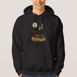 Alaskan Malamute Dog Ride Witch Shotgun Halloween Hoodie