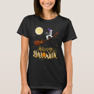 Alaskan Malamute Dog Ride Witch Shotgun Halloween T-Shirt