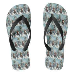 Alaskan Malamute Dog Riding Motorcycle Christmas Flip Flops