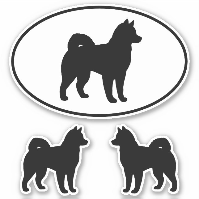 Alaskan Malamute Dog Silhouette Vinyl Sticket Set (Front)