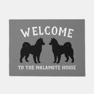 Alaskan Malamute Dog Silhouettes Custom Doormat