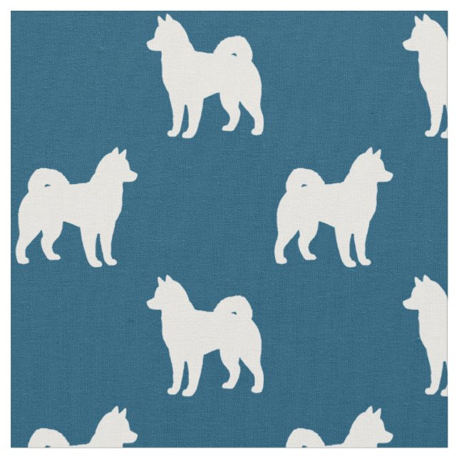 Alaskan Malamute Dog Silhouettes Patterned Fabric (Close Up)