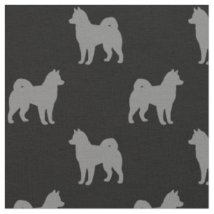 Alaskan Malamute Dog Silhouettes Patterned Fabric