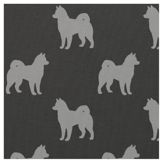 Alaskan Malamute Dog Silhouettes Patterned Fabric (Close Up)