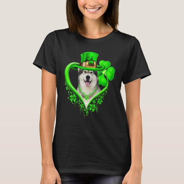 Alaskan Malamute Dog St Patricks Day Lover Irish S T-Shirt (Front)