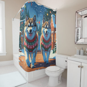 Alaskan Malamute Dogs Christmas Snow Holiday