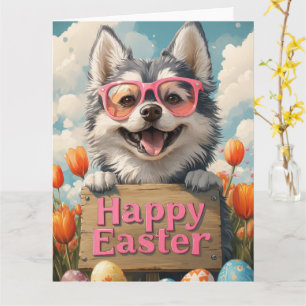 Alaskan Malamute Easter Eggs  Card