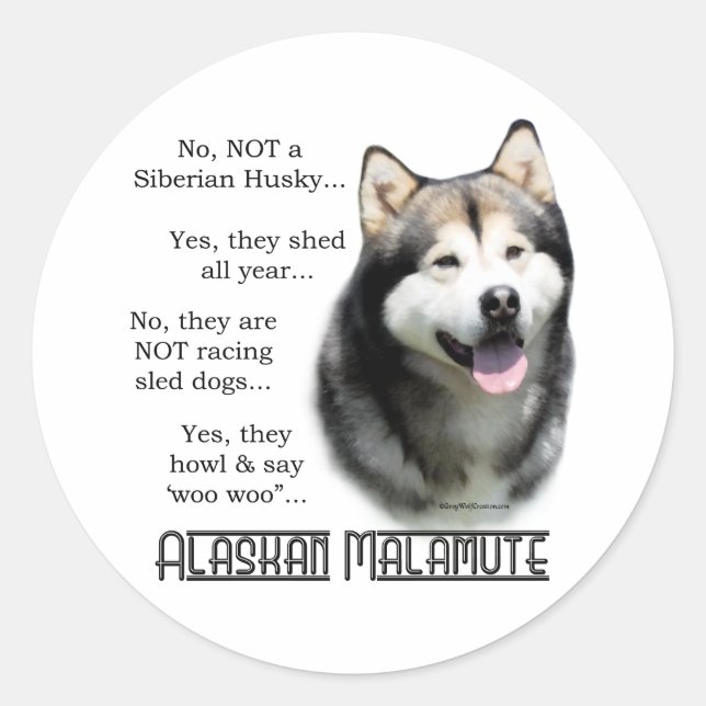 Alaskan Malamute FAQ Sticker (Front)