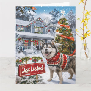 Alaskan Malamute Festive Humour Realtor Christmas Card